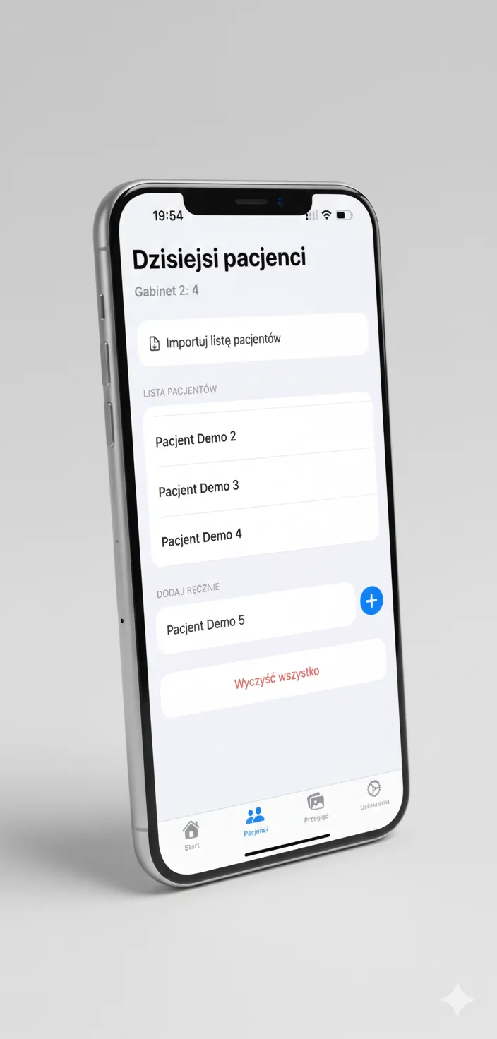 Lista pacjentów dnia w aplikacji SnapSort
